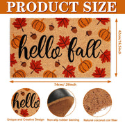 JarThenaAMCS Coir Doormat, Hello Fall Maple Leaf Pumpkin Design, 16.5 x 29.1 Inch