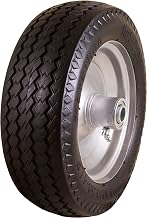 Marathon 4.10/3.50-4" Flat Free, Hand Truck / All-Purpose Utility Tire on Wheel, 2.25" Offset Hub, 3/4" Bearings