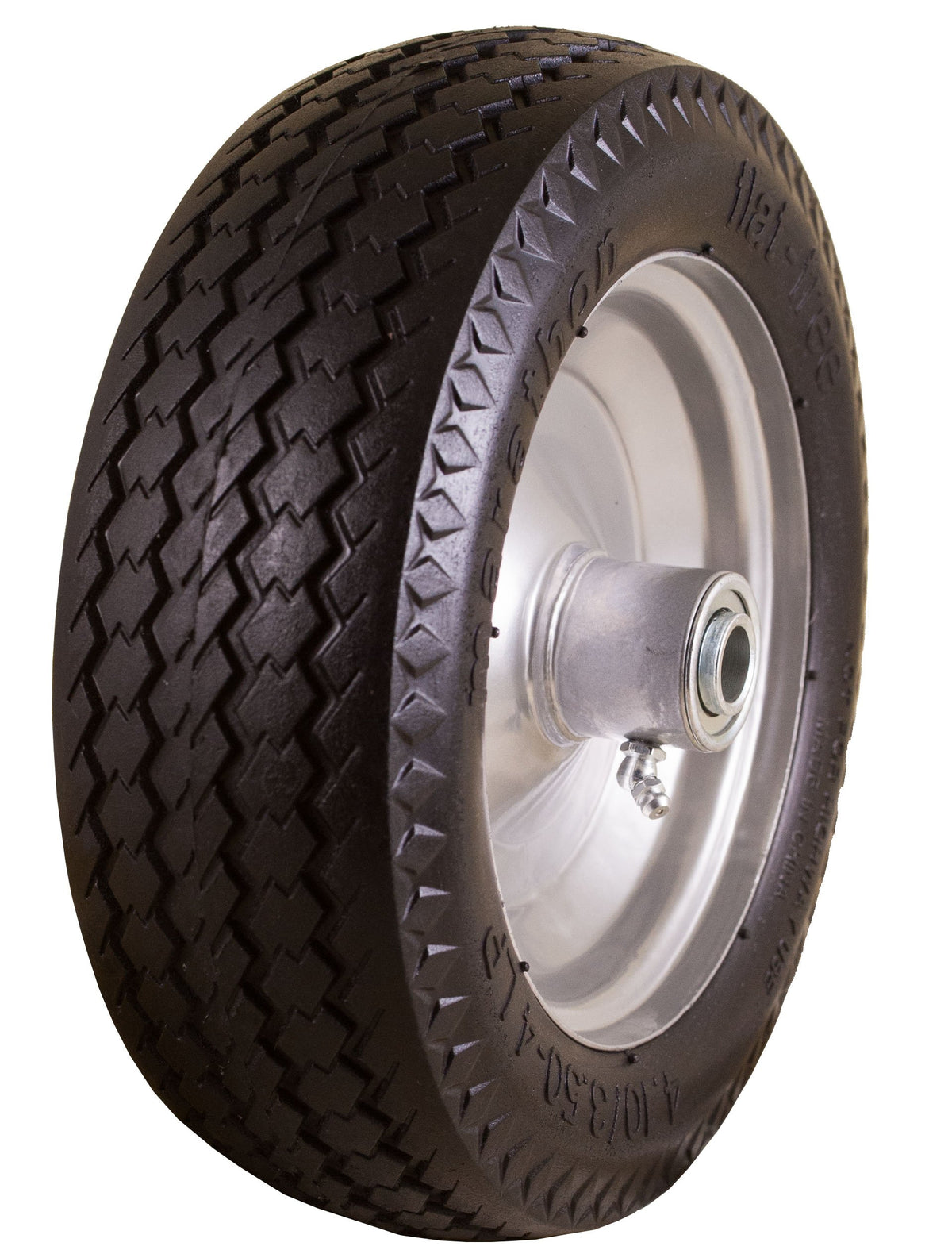 4.10/3.50-4" Flat Free by Marathon – 2.25" Offset Hub, Steel, Gray Rim