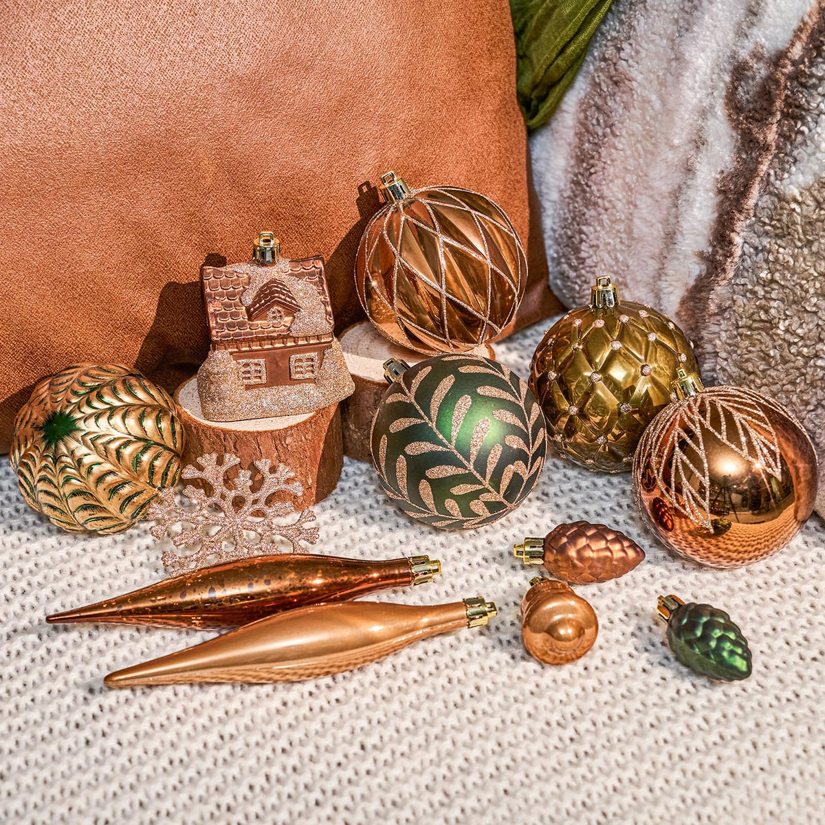 Jornoy Hanging Ornaments, 106 Pack Multi Sizes, Earth Tone