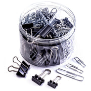 340 Assorted Paper Clips and Binder Clips by Officemate – 0.6 to 2.0 inches, Plastic, Silver, Black, Model 31040