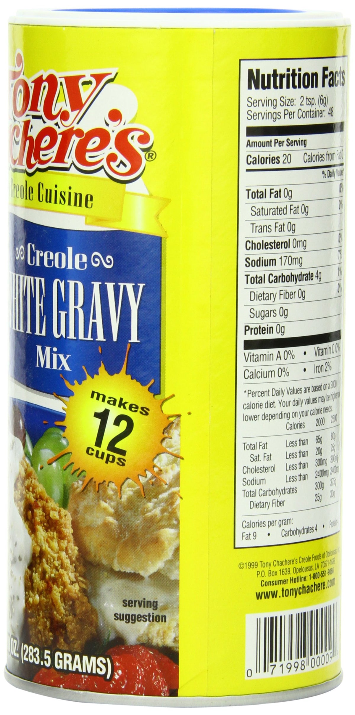 Tony Chachere's White Gravy / 10 Ounce / 12 Cajun Seasoning