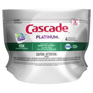 Platinum ActionPacs Dishwasher Detergent by Cascade – 4 Count (Pack of 1), Fresh Scent, Model 10037000984228