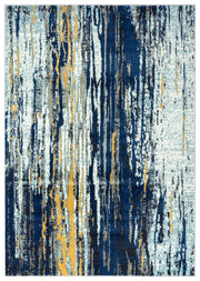 Rugs Blue & Yellow Painted Pattern Area Rug w/Bold Design Rugs Modern 5'3" X 7'6" Accent Rug by Abani – 2' x 3' (Rectangular), Polypropylene, Blue, Yellow, Model LAG110