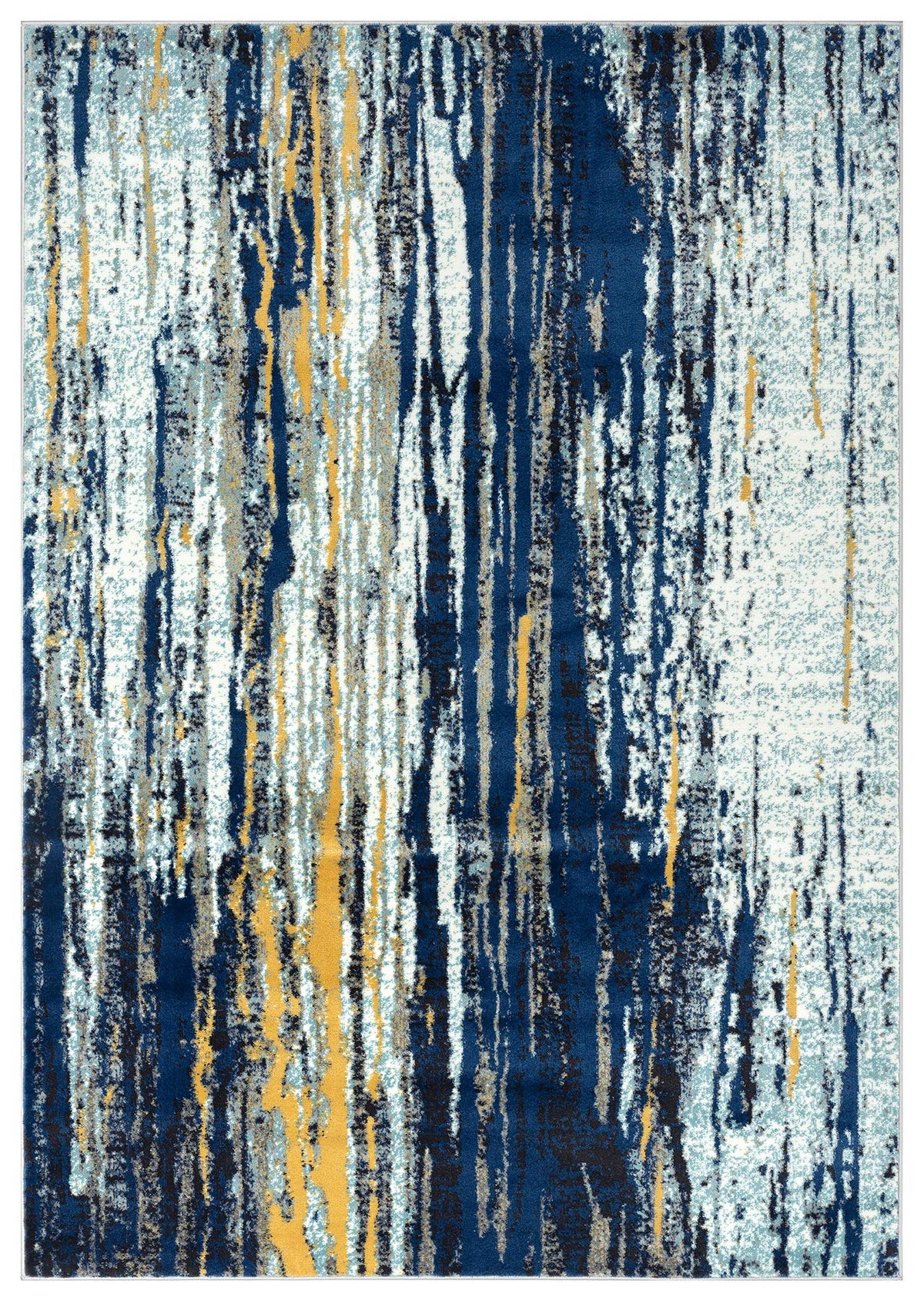Rugs Blue & Yellow Painted Pattern Area Rug w/Bold Design Rugs Modern 5'3" X 7'6" Accent Rug by Abani – 2' x 3' (Rectangular), Polypropylene, Blue, Yellow, Model LAG110
