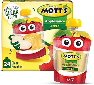 Mott's Applesauce, 3.2 Oz Clear Pouches, 24 Count (6 Packs Of 4), No Artificial Flavors, Good Source Of Vitamin C, Nutritious Option For The Whole Family
