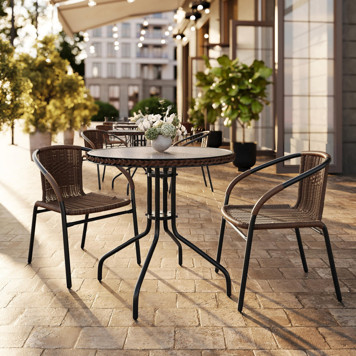 Flash Furniture Dark Brown / Set of 2 / Contemporary Patio Dining Chairs