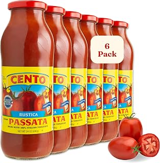 Cento Rustica Passata, 100% Italian Crushed Tomatoes, 24 oz (Pack of 6)
