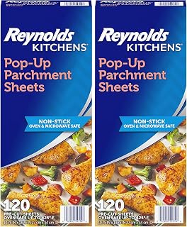 Reynolds Kitchens Pop-Up Parchment Paper Sheets, 10.7x13.75 Inch, 120 Sheets (Pack of 2)