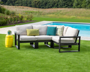 ® Edge 4-Piece Modular Deep Seating Set in White/Navy by Polywood – High Density Polyethylene, White / Navy, Model PWS521-2-WH5439
