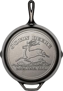 Seasoned Cast Iron 12 Inch Skillet with John Deere Logo by Lodge – 12 inch, Cast Iron, Black, Model L10SKJDEERE