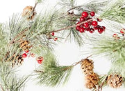 Christmas Smokey Pine and Red Berry Garland 6 Feet