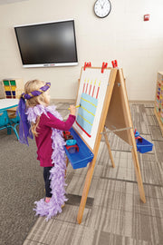 Primary Adjustable Easel by Jonti-Craft – 46" H x 24" W x 25" D, Wood, Beige, Model 2181JC