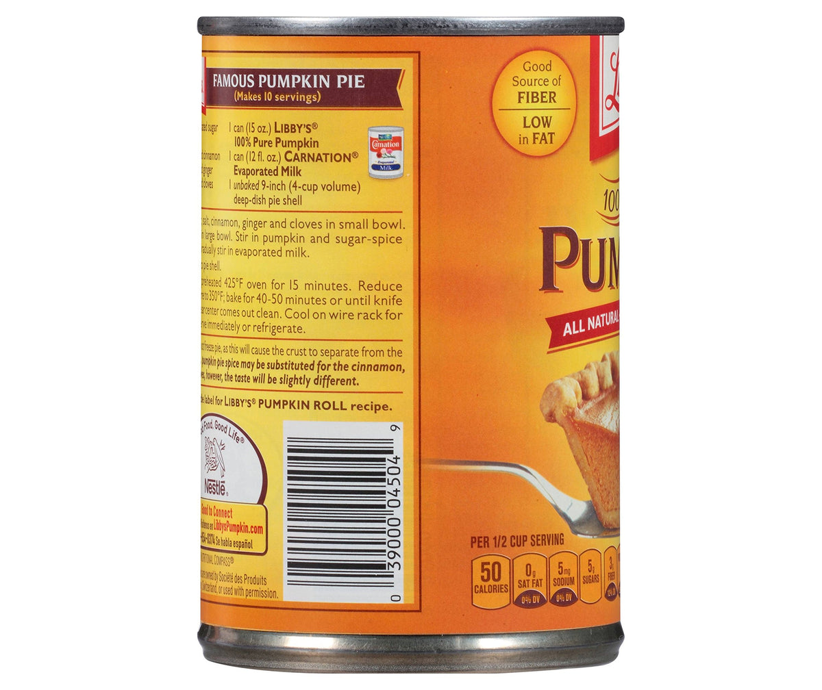 100% Pure Pumpkin - 15oz by Libby's – 15 Ounce (Pack of 2), Pack of 2
