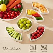 Malacasa Porcelain Divided Serving Platter, 6 Sections, White
