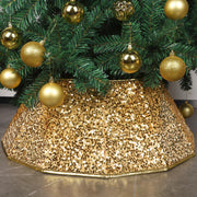 Blissun Christmas Tree Collar, Sequin Fabric Ring, Bright Gold, 15 x 25.6 Inch