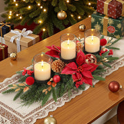 Alupssuc Christmas Candle Holder, 28 Inch Red Gold, 3 Trays