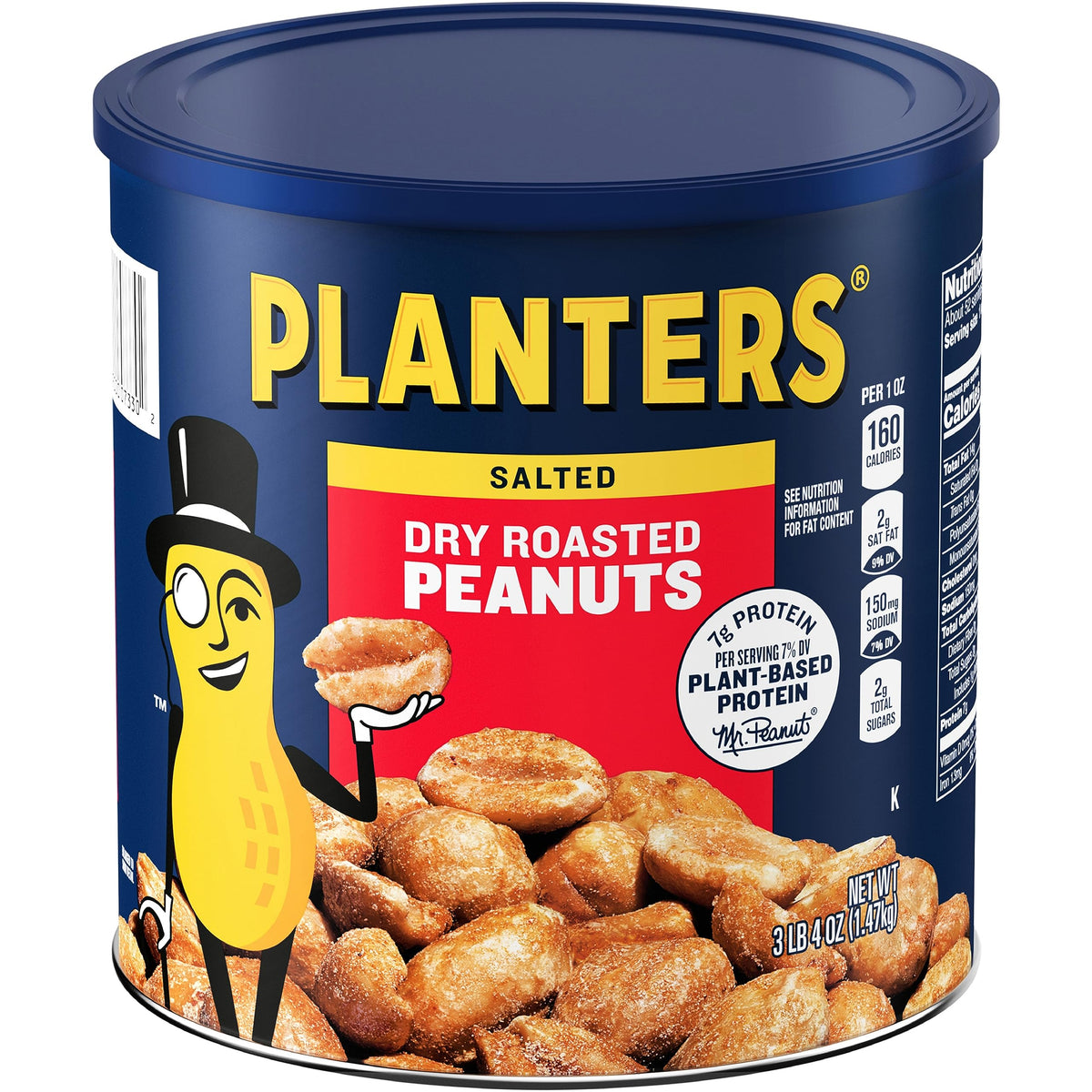 Salted Dry Roasted Peanuts by PLANTERS – 52 oz Canister (Pack of 6), Model 77S3399