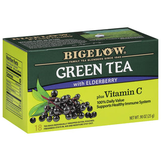 Green Tea with Elderberry Plus Vitamin C by Bigelow Tea – 18 Count (Pack of 6), Natural, Pack of 6, Model SVQQPE