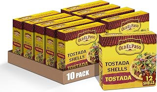 Old El Paso Tostada Shells, Gluten Free, 12 ct, 4.5 oz, 10 Pack | Crunchy Corn Tostada Shells, Made with 3 Ingredients, Quick and Easy, Make with Endless Tasty Toppings
