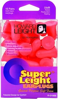 Howard Leight by Honeywell Super Leight General-Purpose Disposable Foam Earplugs, 10-Pairs (R-01669), Orange