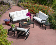 ® Vineyard 6-Piece Deep Seating Set in White/Spa by Polywood – High Density Polyethylene, White / Spa, Model PWS354-2-WH5413