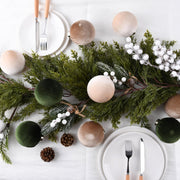 Vtyepou Velvet Christmas Ornaments, 3.15 Inch, Brown Green Neutral, Pack of 15