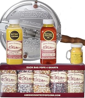 Amish Country Popcorn 6 Quart Whirley Pop Stovetop Popcorn Gift Set | Old Fashioned, Non-GMO and Gluten Free
