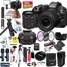 Canon EOS R6 Mark III Mirrorless Camera with RF 24-105mm f/4-7.1 is STM Lens, 32.5MP Full-Frame, 7K RAW, 4K120,Bundle with 64GB SD Card, Dual Wireless Microphones, LED Light (Renewed)