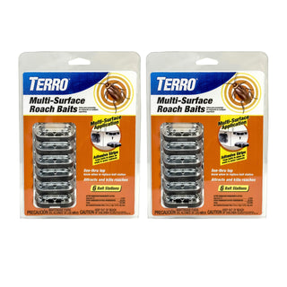 Multi-Surface Roach Bait Stations by Terro – 12 Bait Stations, Black, Pack of 2, Model T500SR