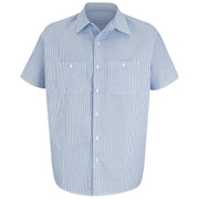 Men's Short Sleeve Industrial Stripe Work Shirt by Red Kap – Small, Polyester, Blue/White Stripe, Model SL20WB SS S