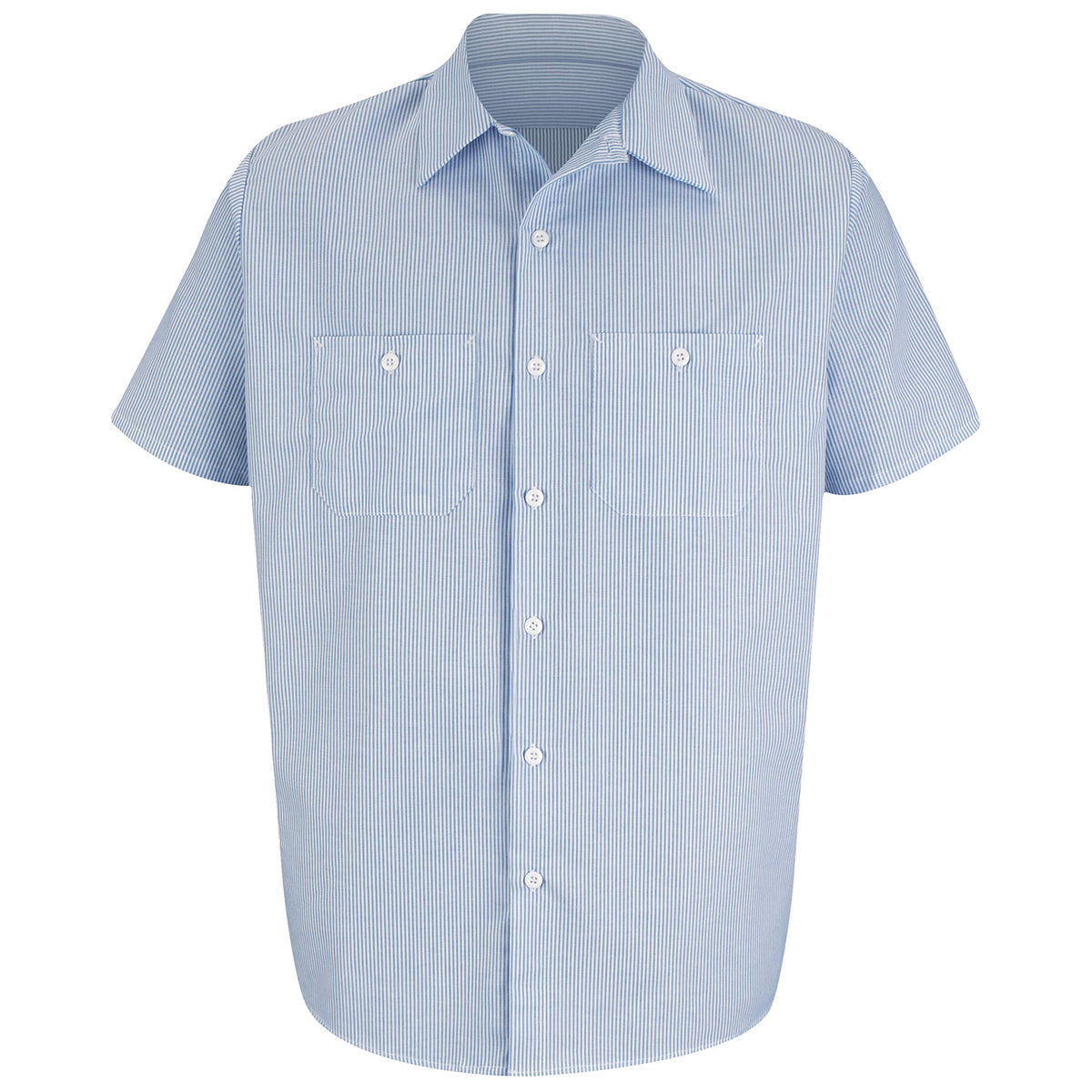 Men's Short Sleeve Industrial Stripe Work Shirt by Red Kap – Small, Polyester, Blue/White Stripe, Model SL20WB SS S