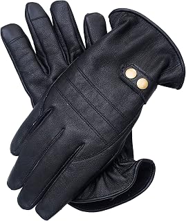 Masterpiece Men's Premium Quality Motorbike Lambskin Leather Winter Warm Dress Driving Cycling Trekking Texting Gloves (Black, Small)
