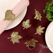 Cleentable Leaf Napkin Rings, Set of 12, Antique Gold