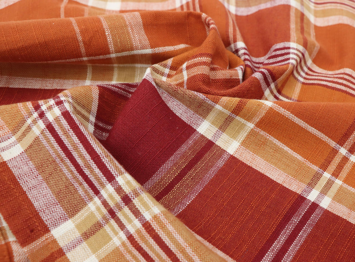 Cotton Craft Harvest Plaid Cloth Napkins, 17 x 17 Inch, Rust Multi Set of 12