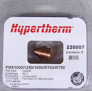 Hypertherm 220007 Nozzle, Unshielded Extended, 60 Amp, 5 pack