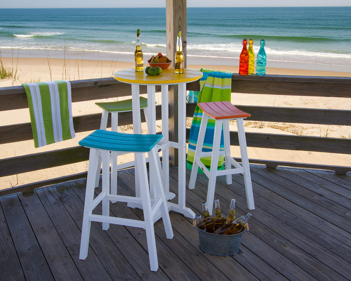 Contempo Bar Height Saddle Seat Barstool by Polywood – Synthetic Wood, Lime, Model 2012-FBLLI