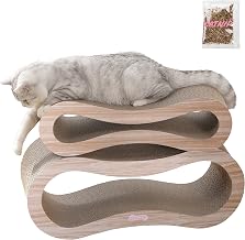 CSR1014C Suvi 26" Modern Cardboard Infinity 2-in-1 Lounge Bed Cat Scratcher with Catnip, Oak Wood