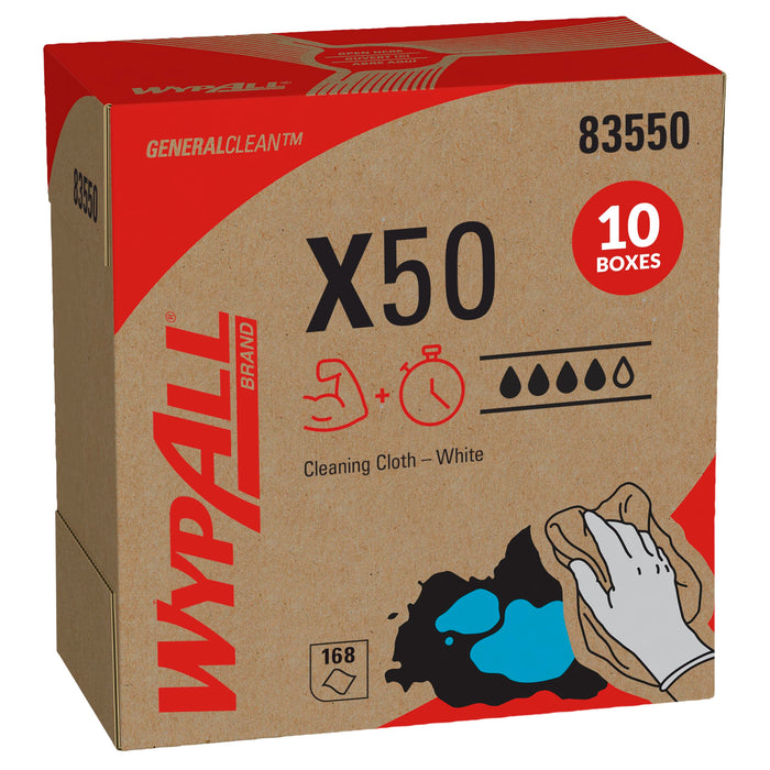 WypAll GeneralClean X50 Cleaning Cloths, 10 x 168 Towels (83550)