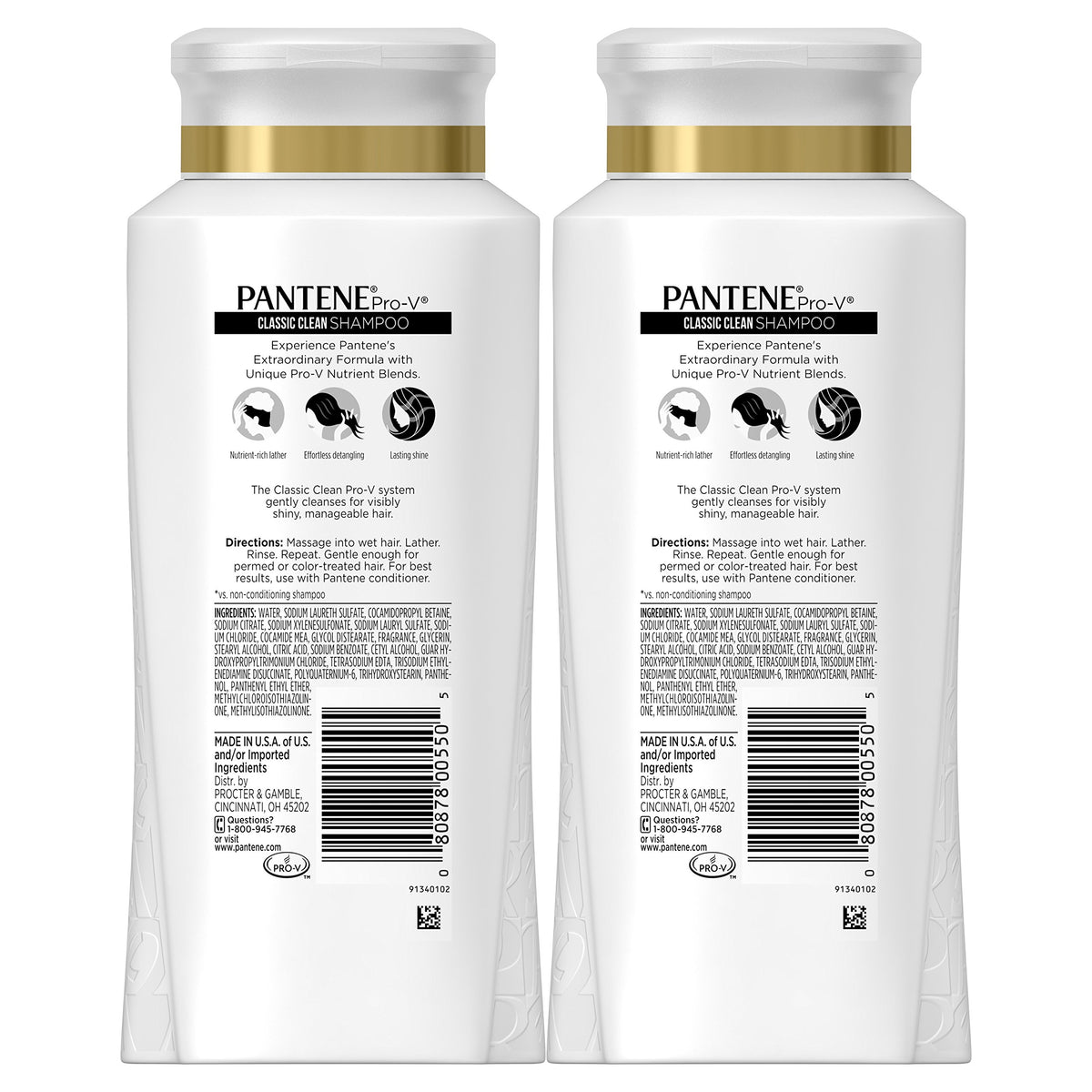 Shampoo, Pro-V Classic Clean, 25.4 fl oz, Twin Pack by Pantene – 25.4 Fl Oz (Pack of 1), Shampoo, Classic Clean, Model PR-COM-RT-X835247