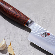 Rocking Santoku by MIYABI – 7", SG2 Tsuchime Steel, Black, Model 34088-183