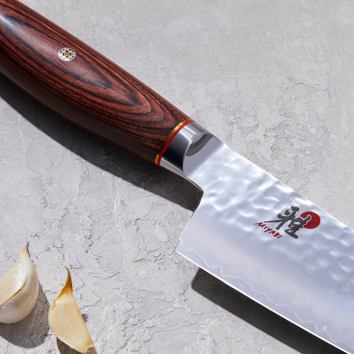 Rocking Santoku by MIYABI – 7", SG2 Tsuchime Steel, Black, Model 34088-183