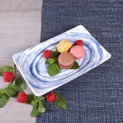 Elite Global Solutions D851RC-ND Rectangular Plate, Navy Design, (Pack of 6), Melamine | Dishwasher safe, Shatterproof, Restaurant service, Great for Entrees, Salads, Desserts and Appetizers