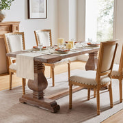 ZeeMart Plaid Linen Blend Table Runner, 13 x 72 Inches, Beige