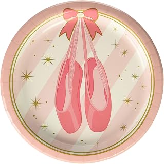 Creative Converting 8 Twinkle Toes Ballerina Ballet Birthday Party Paper Dessert Plates, Multicolor, 7"