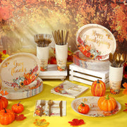 Pajean Thanksgiving Dinnerware Set, 350 Pieces, Gold Pumpkin