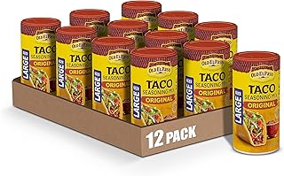 Old El Paso Taco Seasoning, Original, Large Size, 6.25 oz (Pack of 12) | Large Canister for Batch Cooking & Pantry Stocking, Bold Tex-Mex Spice Blend, Seasons Tacos, Meats, Soups, Dips & Nachos