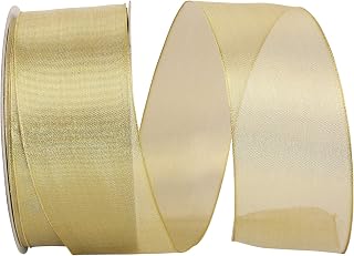 Reliant Ribbon Mesh Deluxe Wired Edge Ribbon, 2-1/2 Inch X 50 Yards, Gold