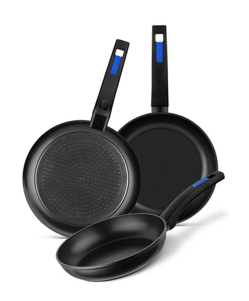 Martin i Forged Aluminium Frying Pans by Monix – 28x44.50x16 cm, 2 liters, Aluminum, Black, Pack of 3