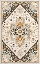 Oriental Weavers Alfresco Hand-Made Wool Area Rug - 28407-3'6" x 5'6" - in Ivory/Charcoal - Vintage Inspired, Hand-Made Wool Rugs, Entrway, Bedroom Rug